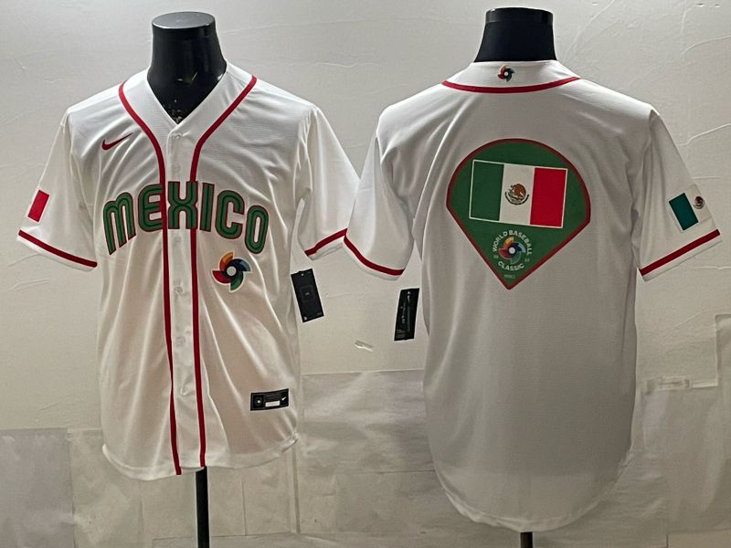 Men 2026 World Cub Mexico Blank White Game Nike MLB Jersey style 0013